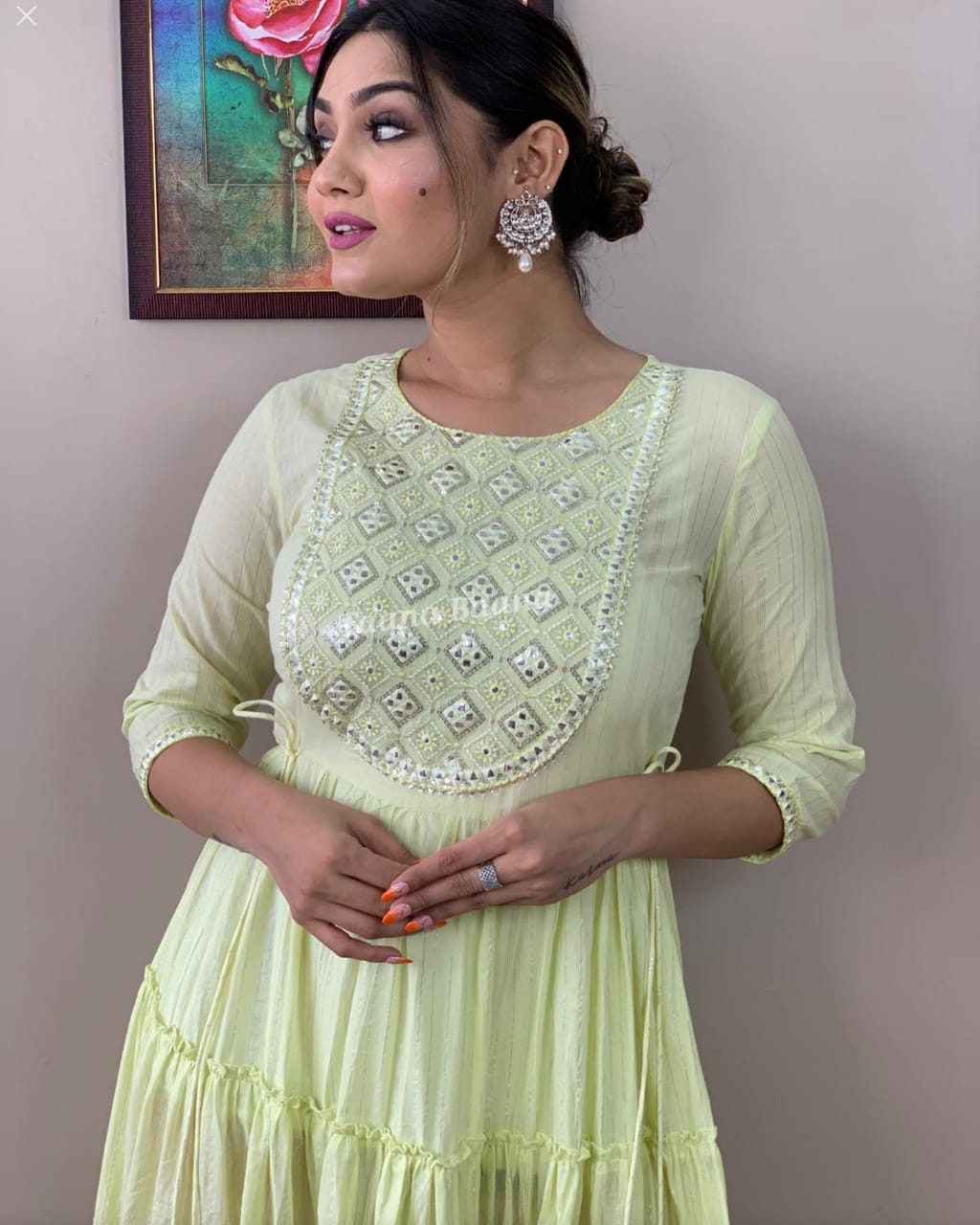 Lime Serenade Pure Rayon Gown