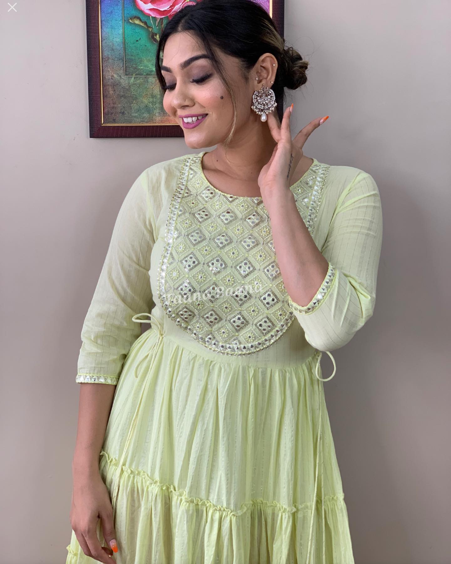 Lime Serenade Pure Rayon Gown