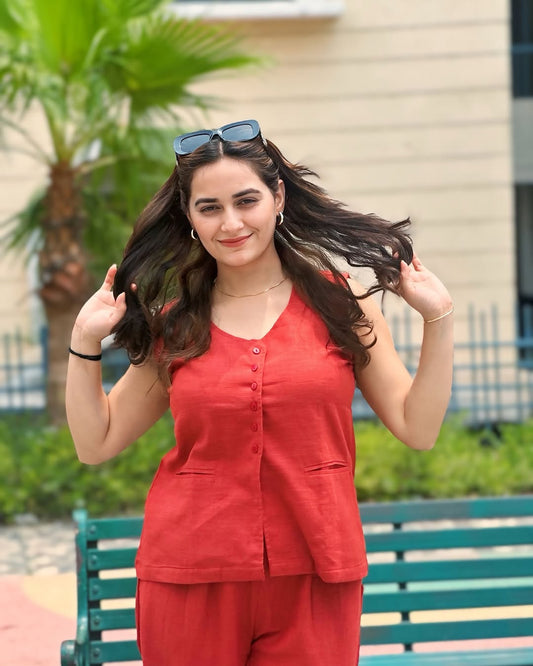 Rust Bloom Cotton Co-ord Set