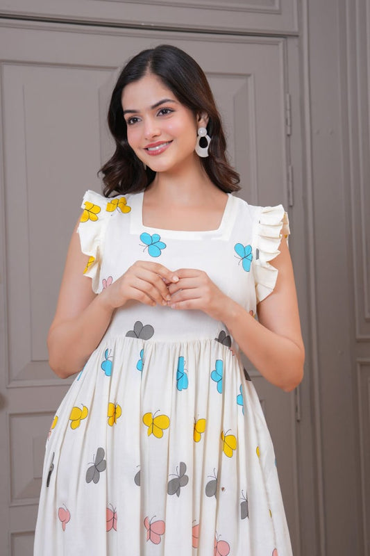 Ivory Butterfly Bliss Anarkali Gown
