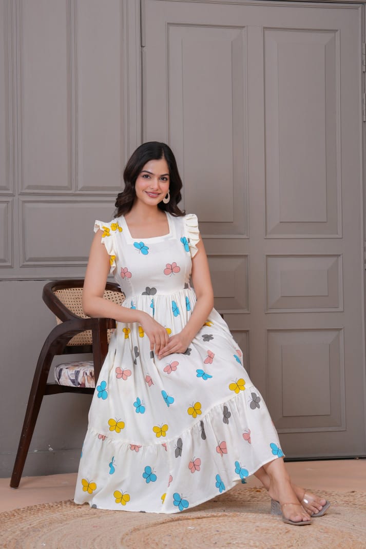 Ivory Butterfly Bliss Anarkali Gown