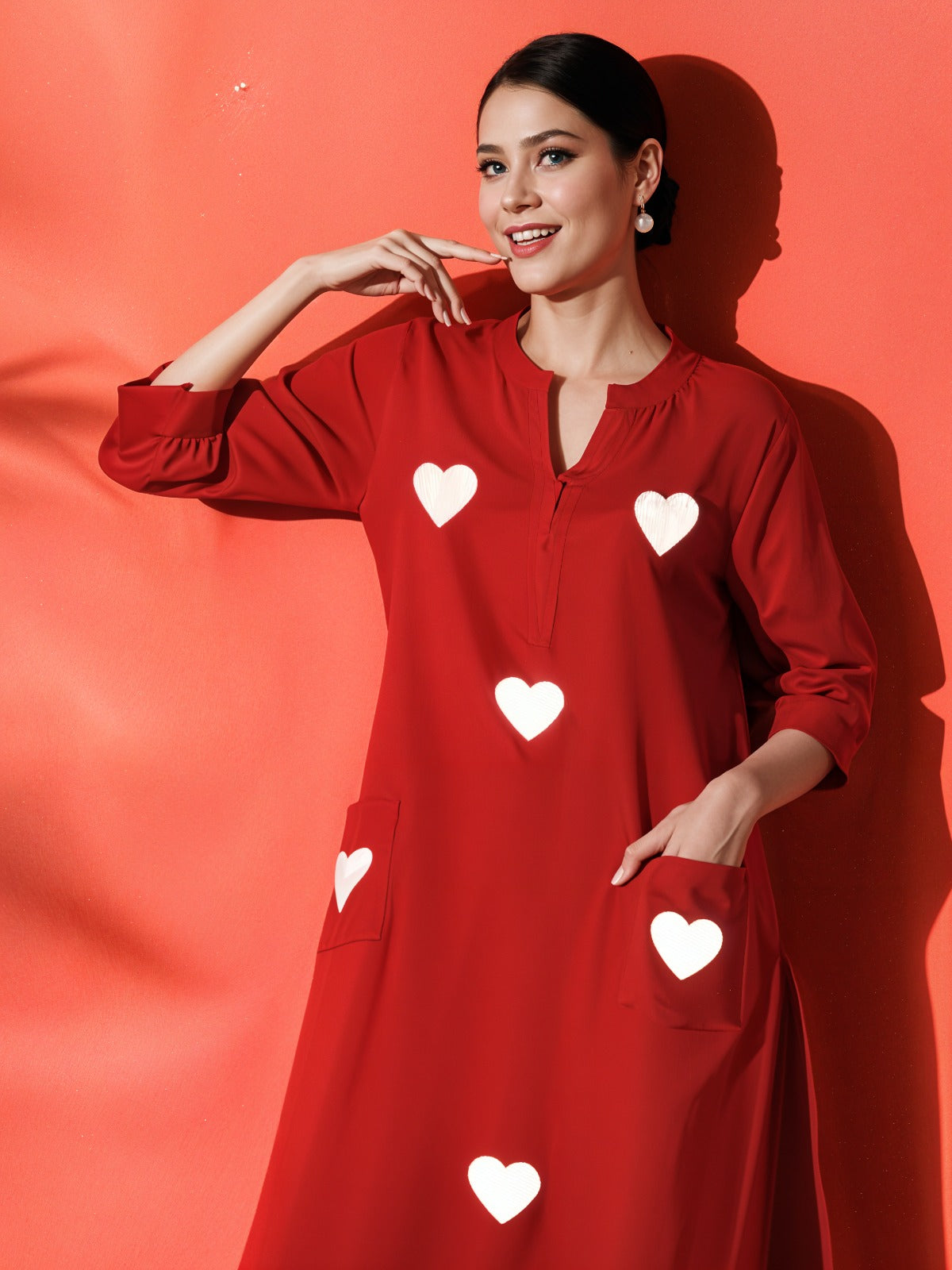 Gulnaar Scarlet Cotton Kurta Set