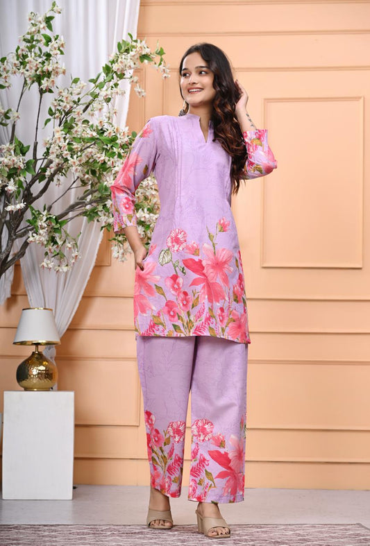 Lilac Garden Pure Cotton Co-ord Set