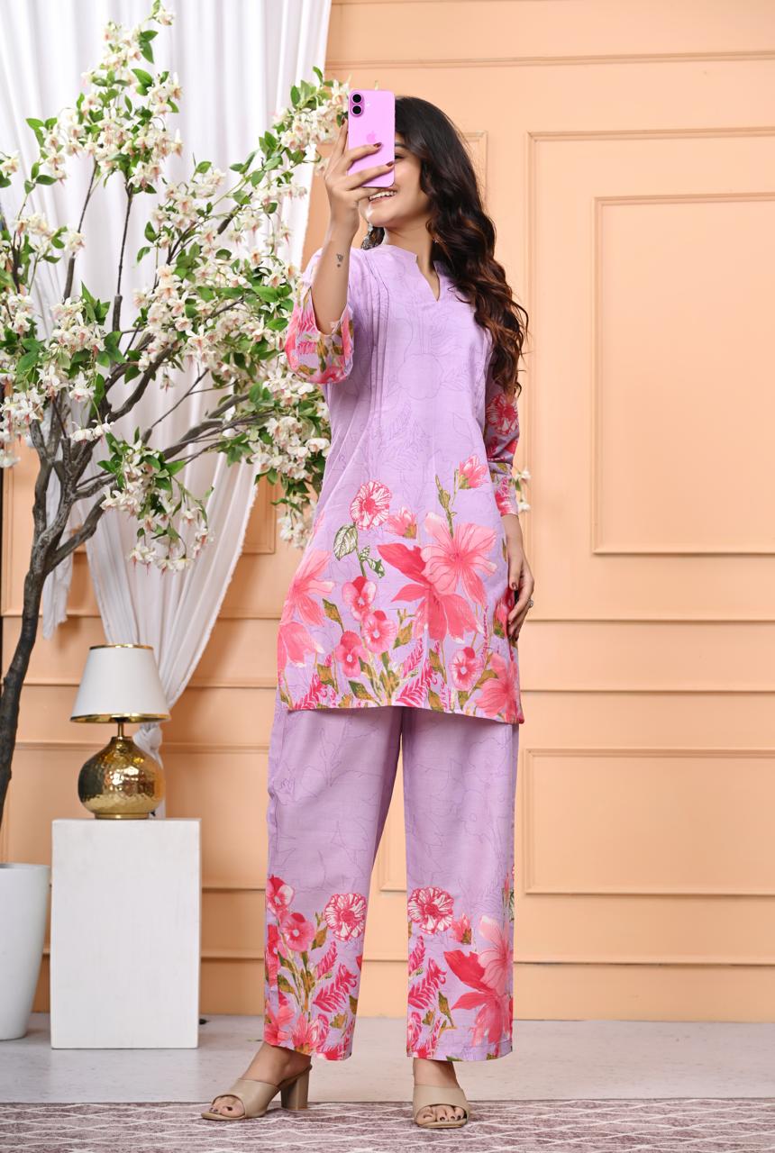 Lilac Garden Pure Cotton Co-ord Set