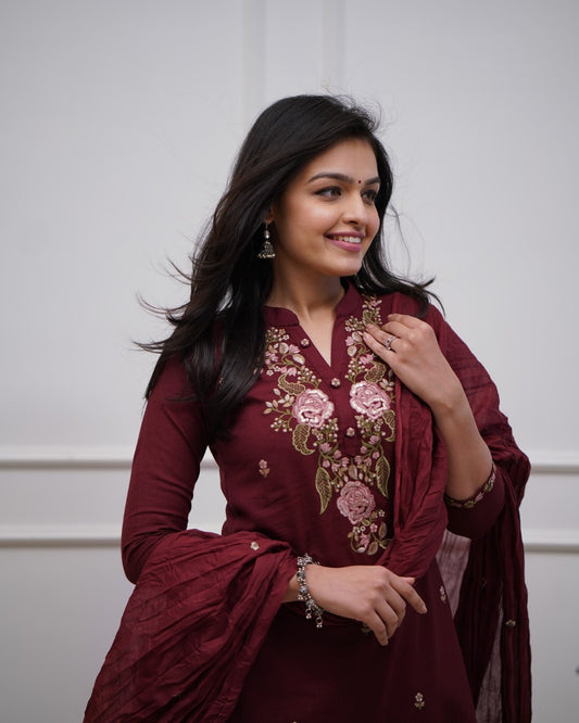 Gulrooh Maroon Elegance Suit Set
