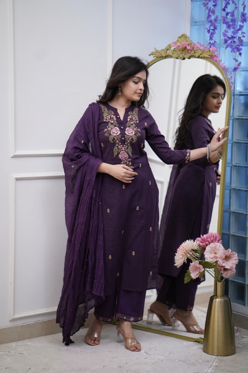 Noorvi Violet Blossom Suit Set