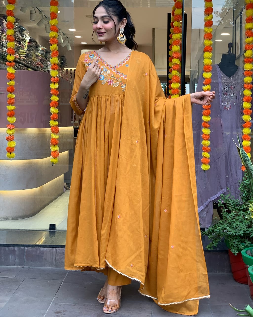 Kesar Angrakha Anarkali Suit Set