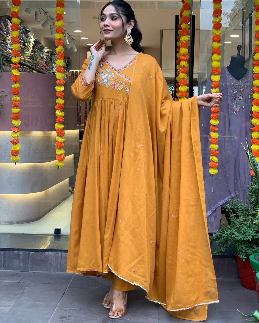 Kesar Angrakha Anarkali Suit Set