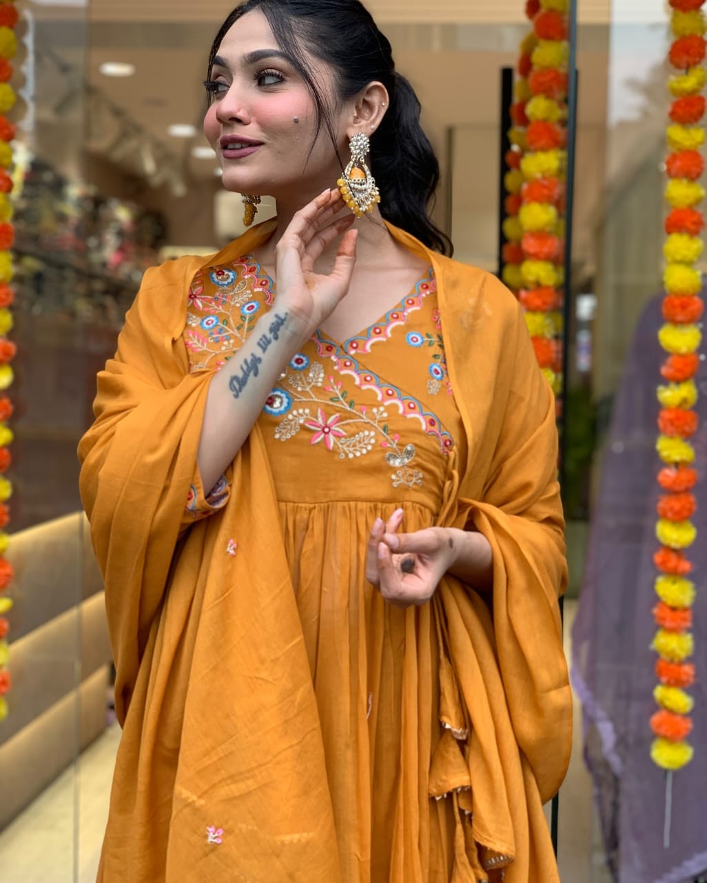 Kesar Angrakha Anarkali Suit Set