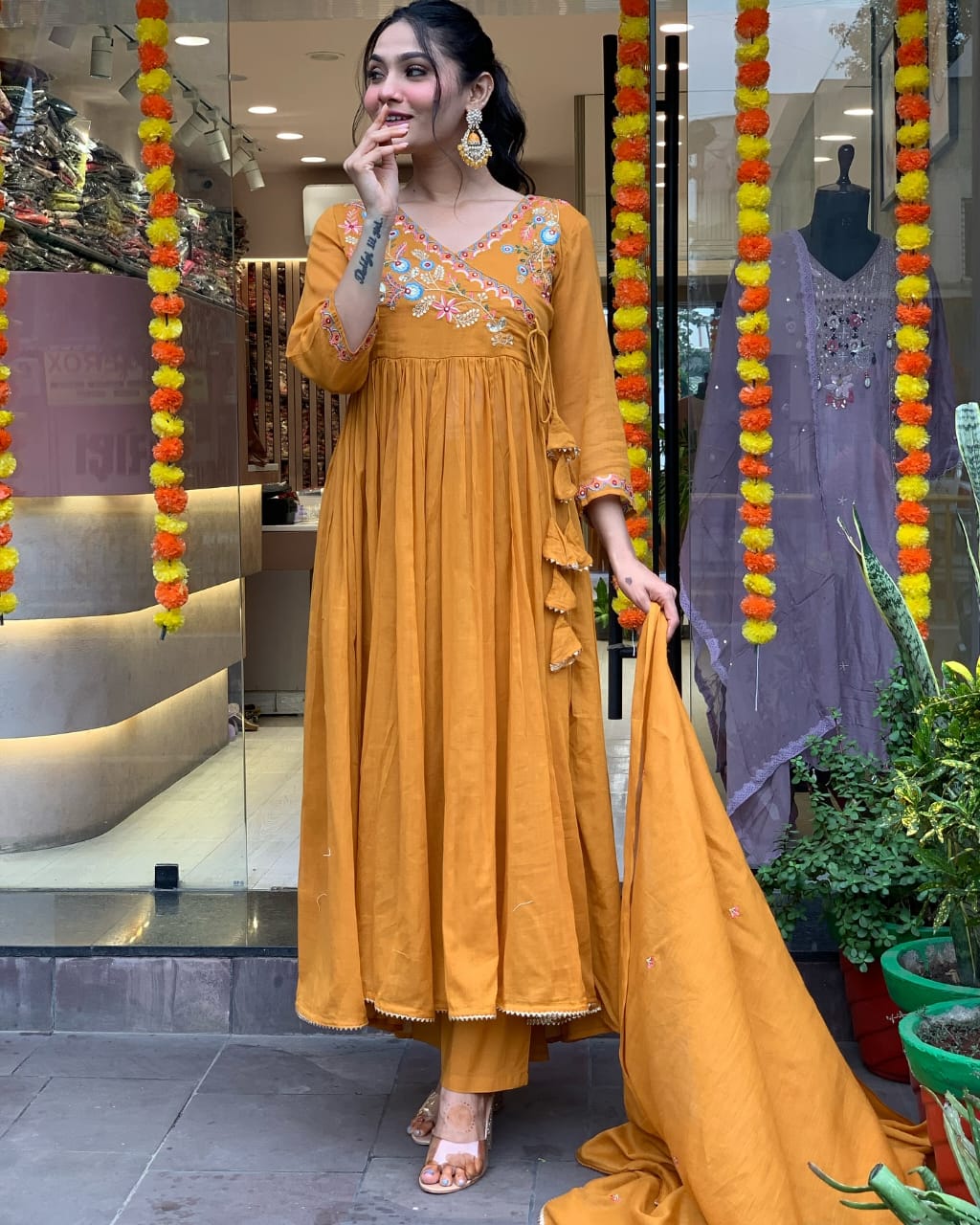 Kesar Angrakha Anarkali Suit Set