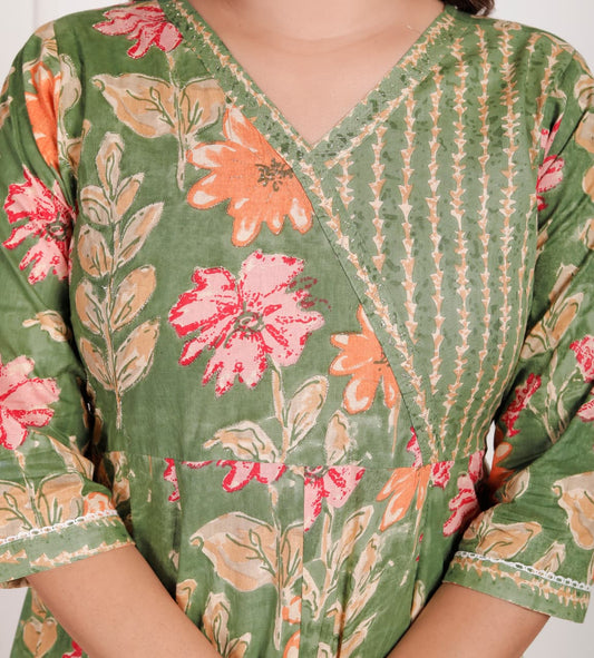 Vasundhara Floral Angrakha Suit Set