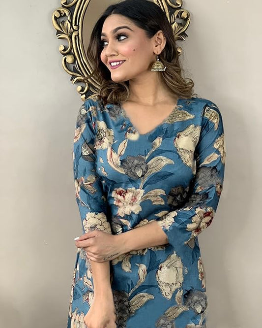 Iraa Teal Blossom Suit Set