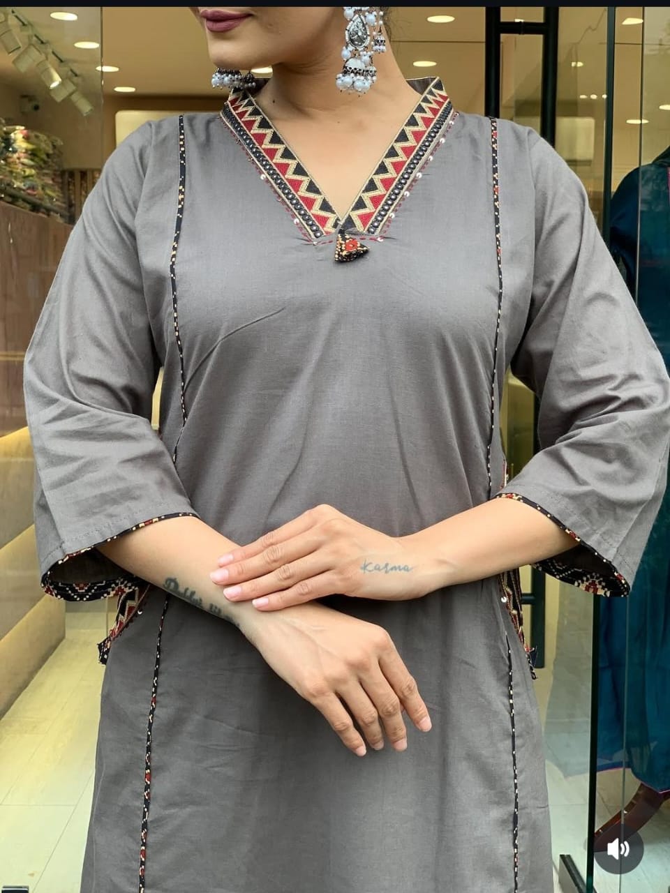 Raagini Contrast Cotton Suit Set