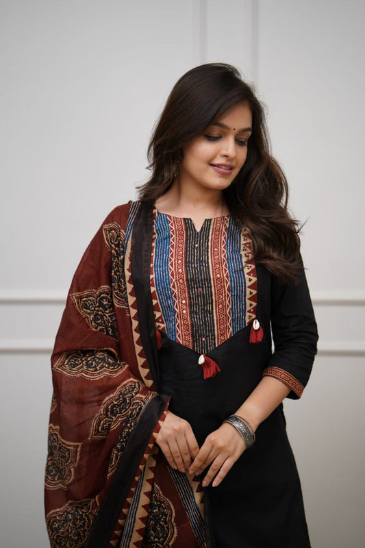 Rustic Charm Straight Cotton Suit Set