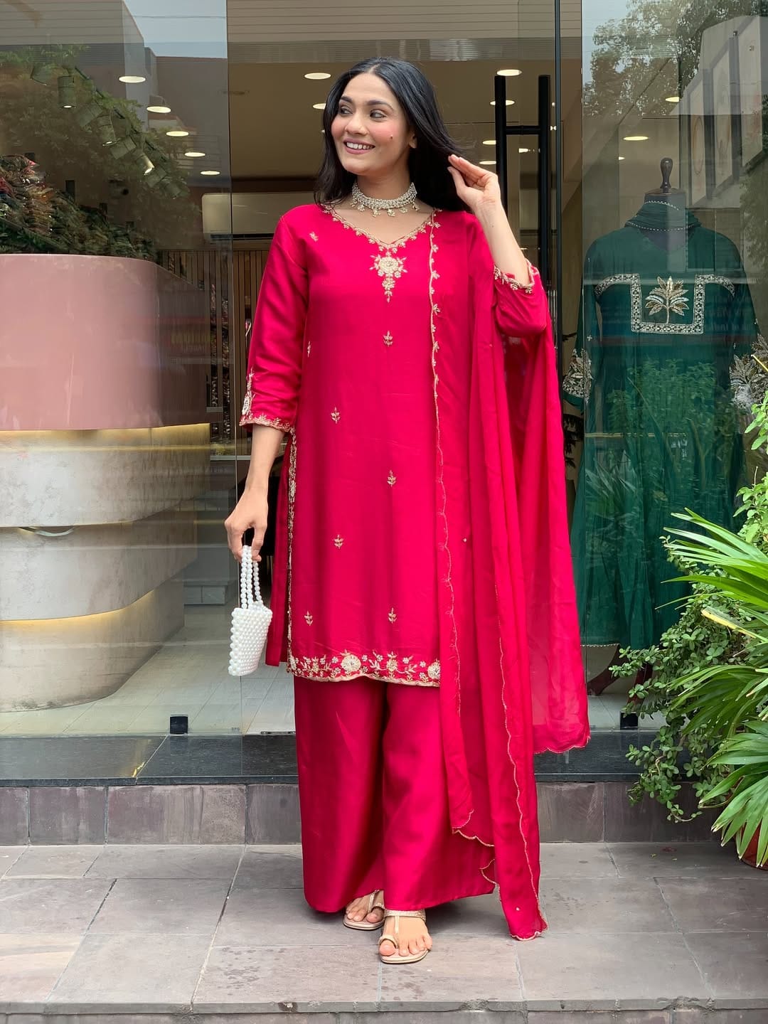 Ruhani Silk Blossom Suit Set