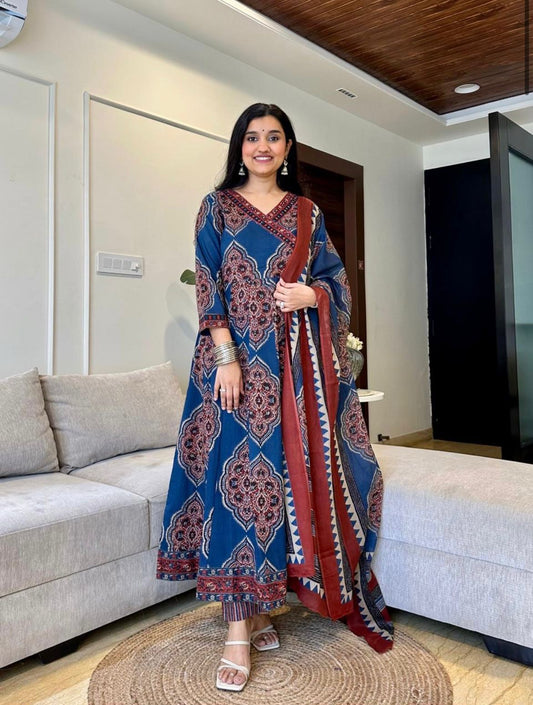 Indira Indigo Block Print Cotton Set