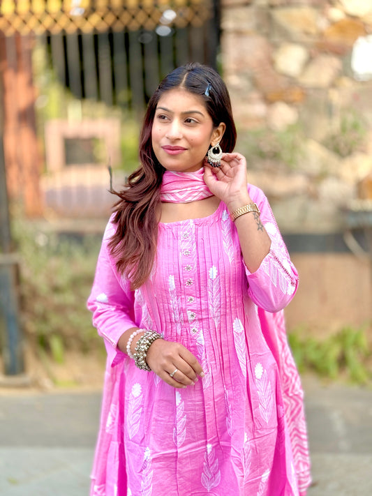 Aashni Rose Petal Cotton Suit Set