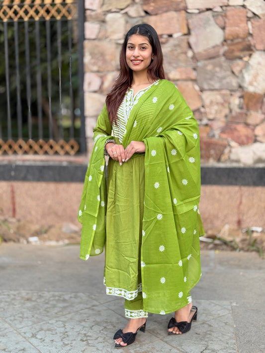 Kesarika Lime Bloom Anarkali Set