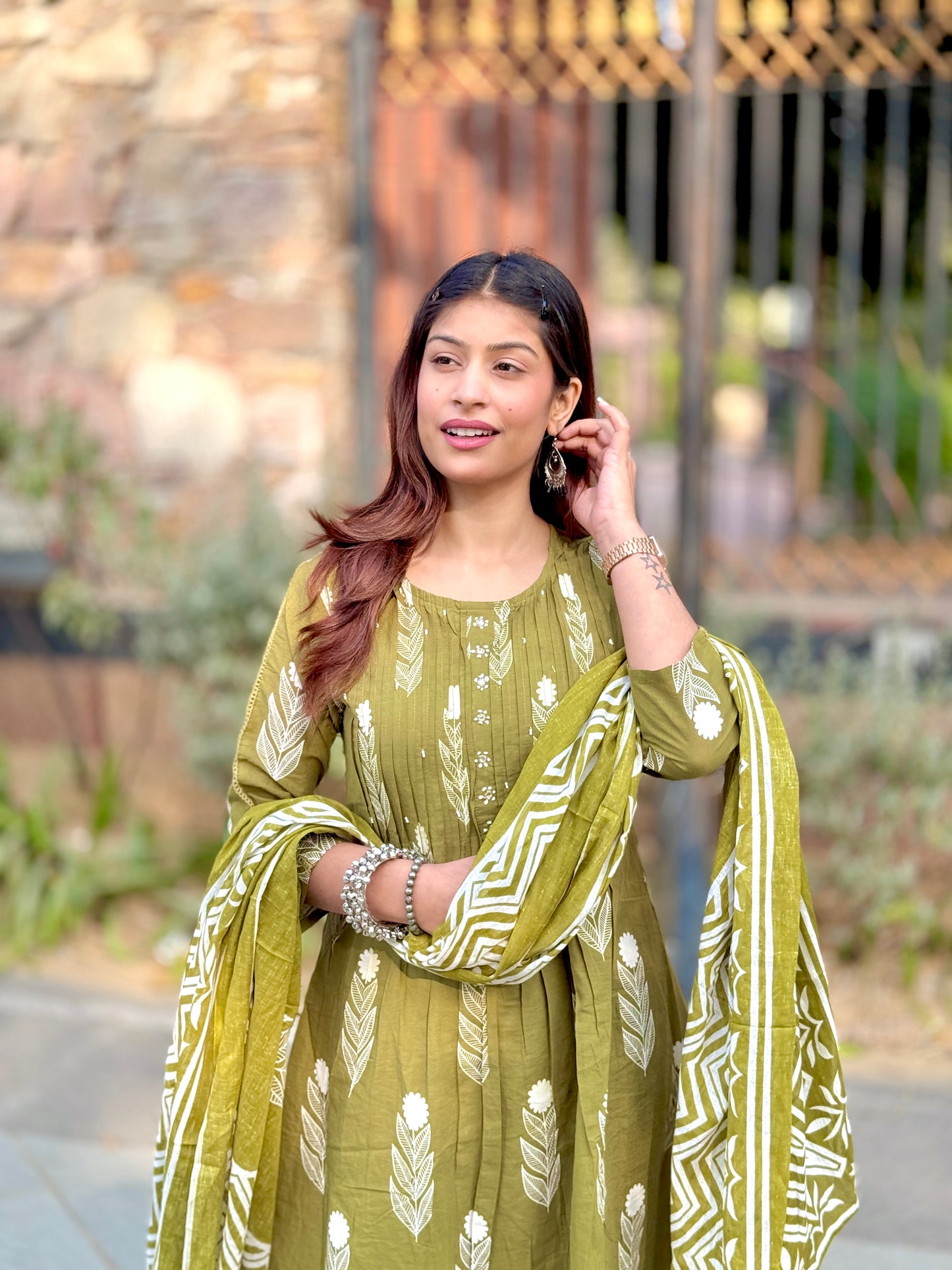 Olive Vriksha Cotton Suit Set
