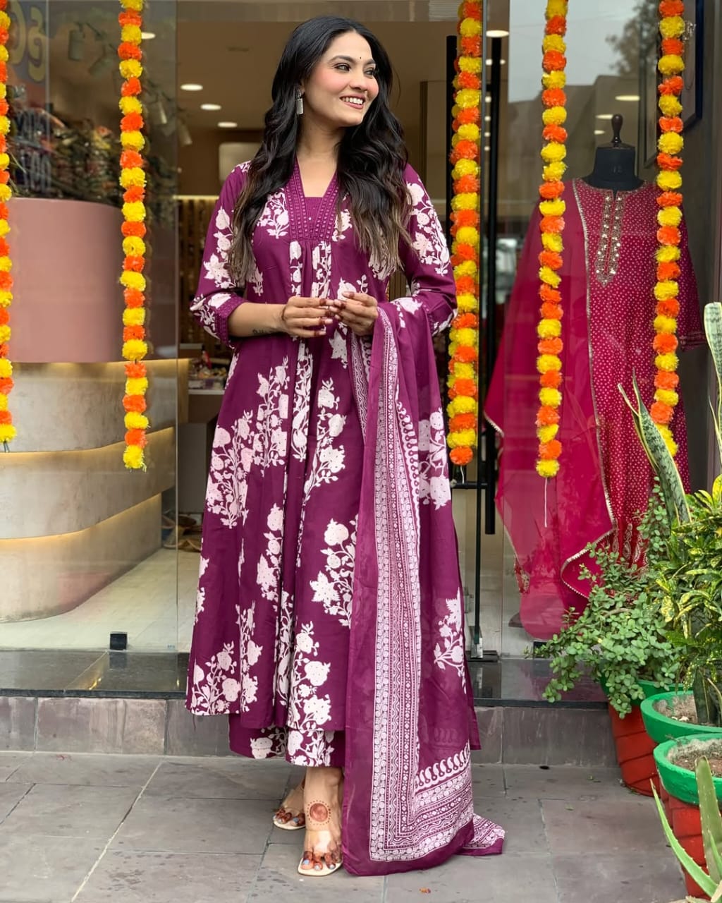 Seraphina White Yoke Grace Cotton Anarkali Suit