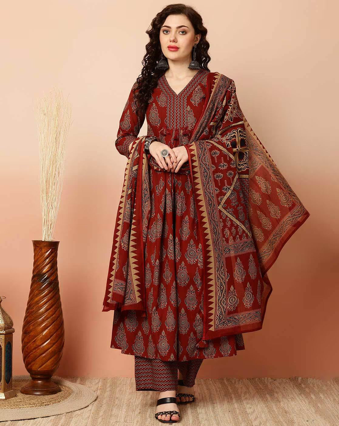 Rustic Ruby Pure Viscose Suit Set