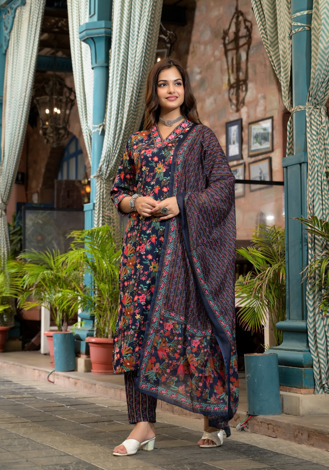 Gulmohar Dusk Pure Viscose Suit Set