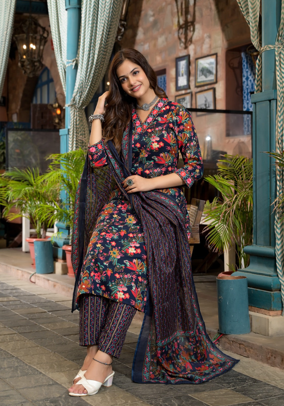 Gulmohar Dusk Pure Viscose Suit Set