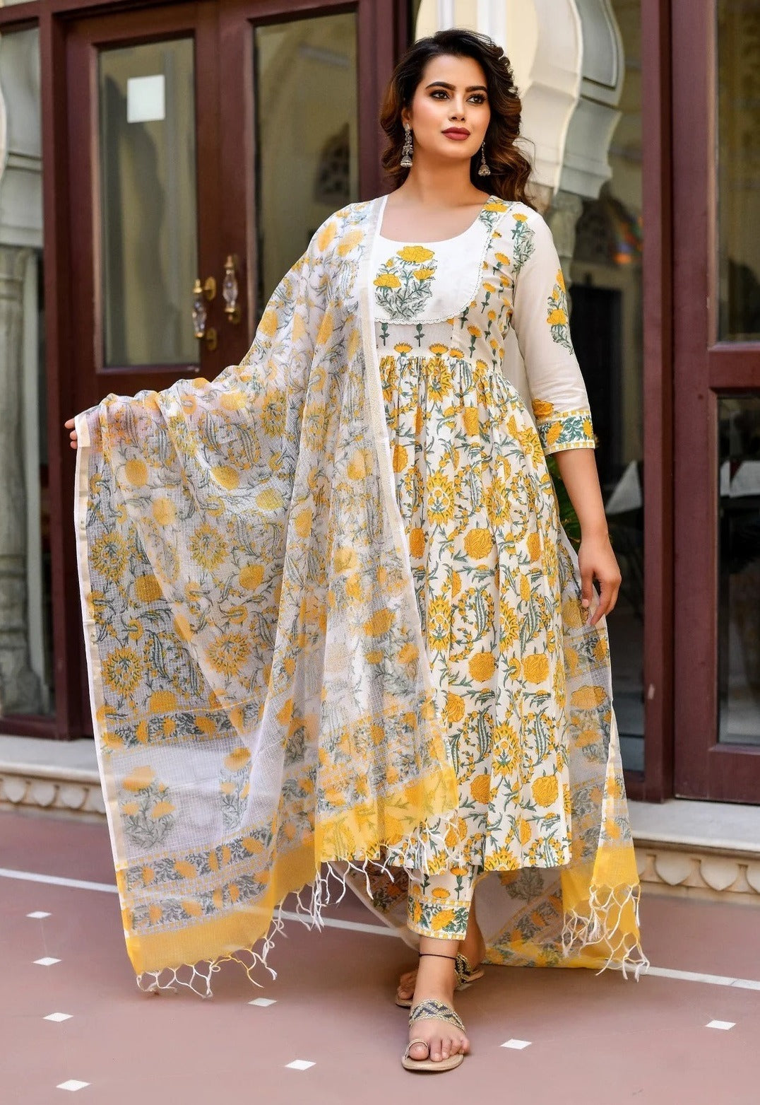 Marigold Sunshine Pure Viscose Suit Set