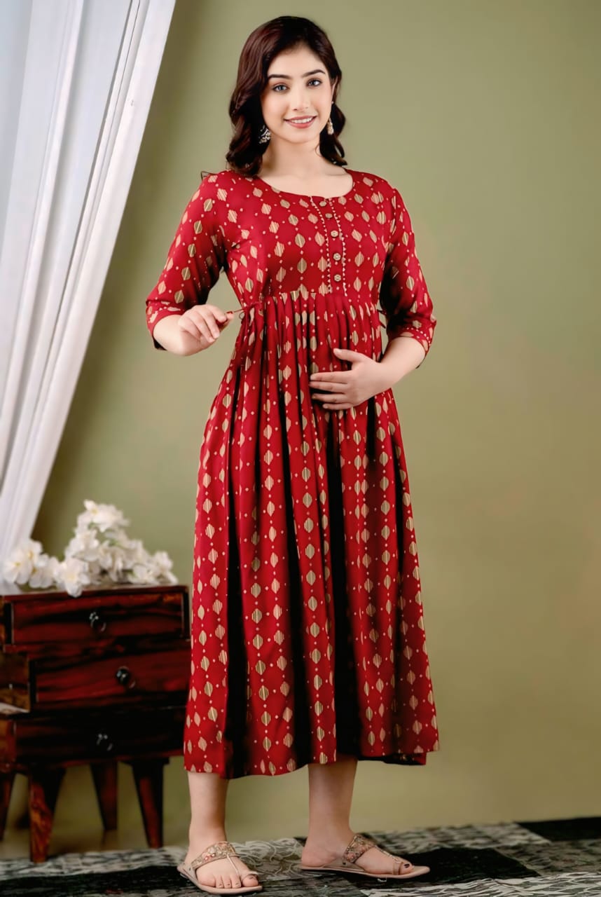 Scarlet Bloom Maternity Gown