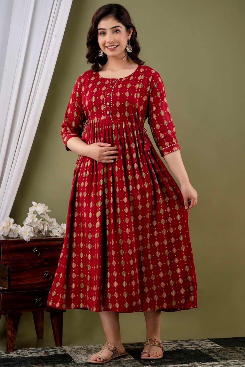 Scarlet Bloom Maternity Gown