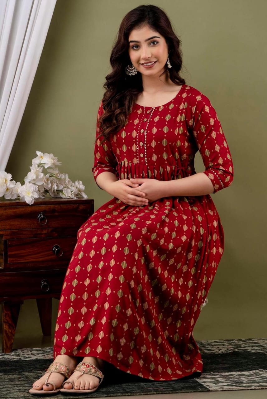 Scarlet Bloom Maternity Gown