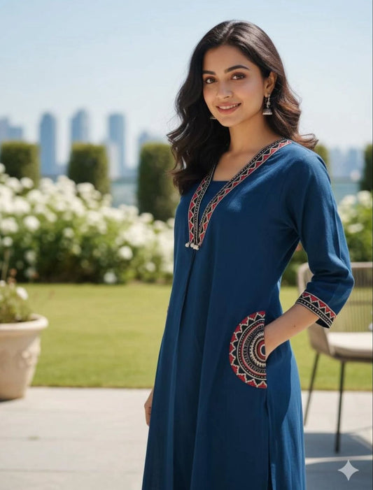 Anvika Royal Neel Kurti Pant Set