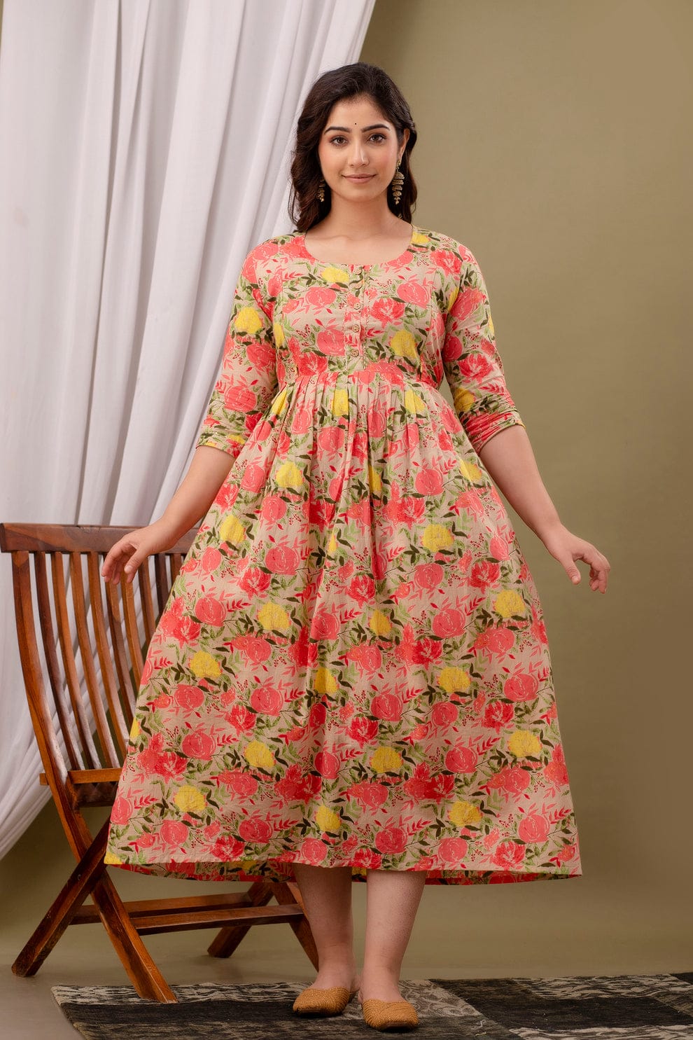 Scarlet Bloom Maternity Gown