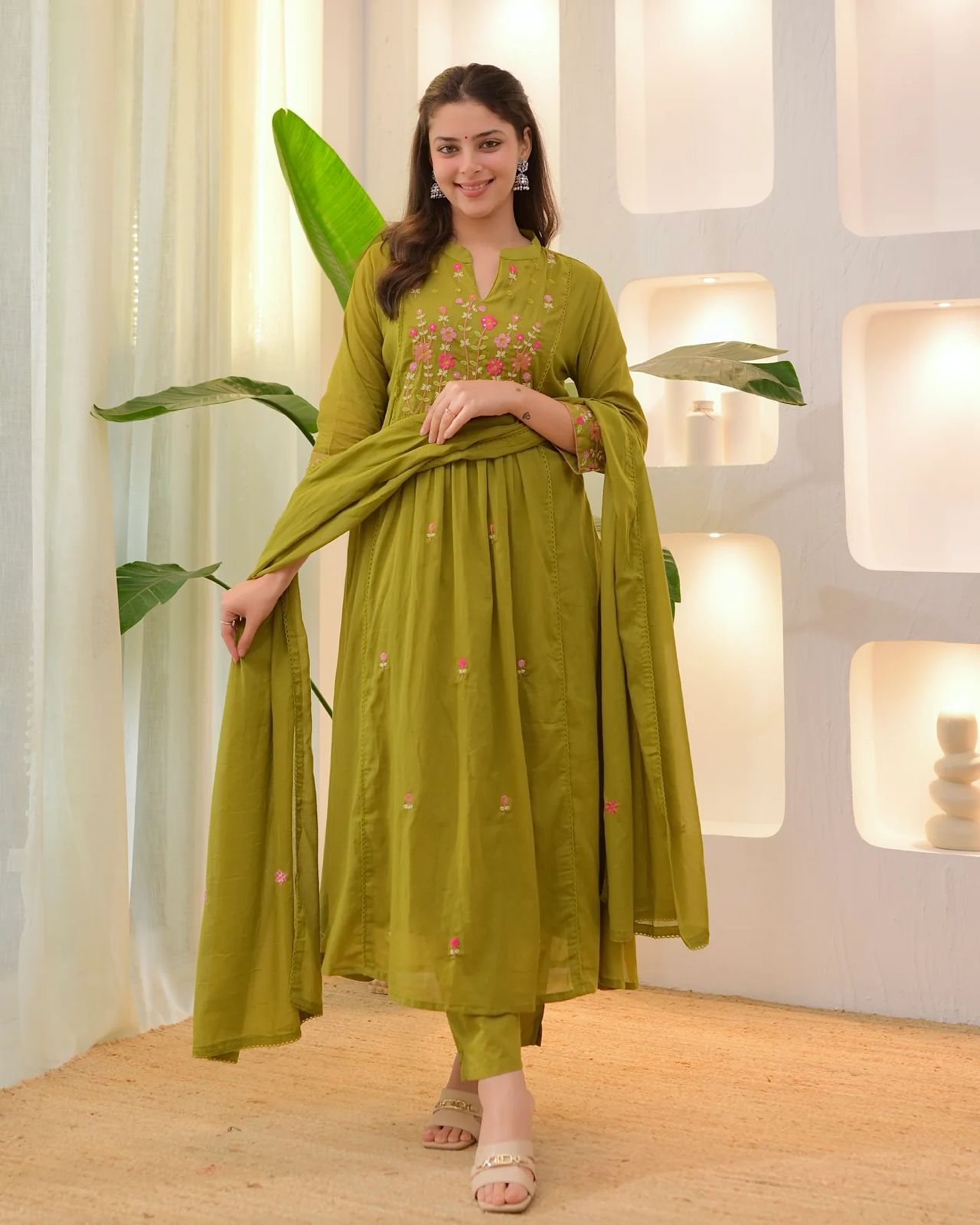 The Blooming Floral Embroidered Suit Set
