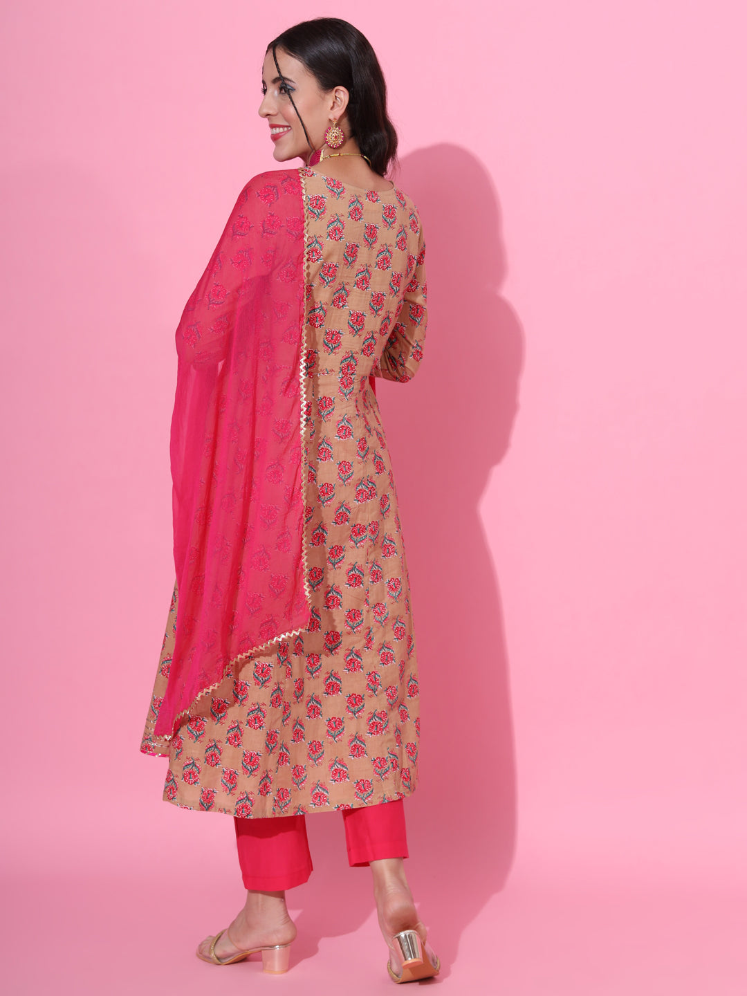 Pure Cotton Kurta Set with Embroidery & Lace