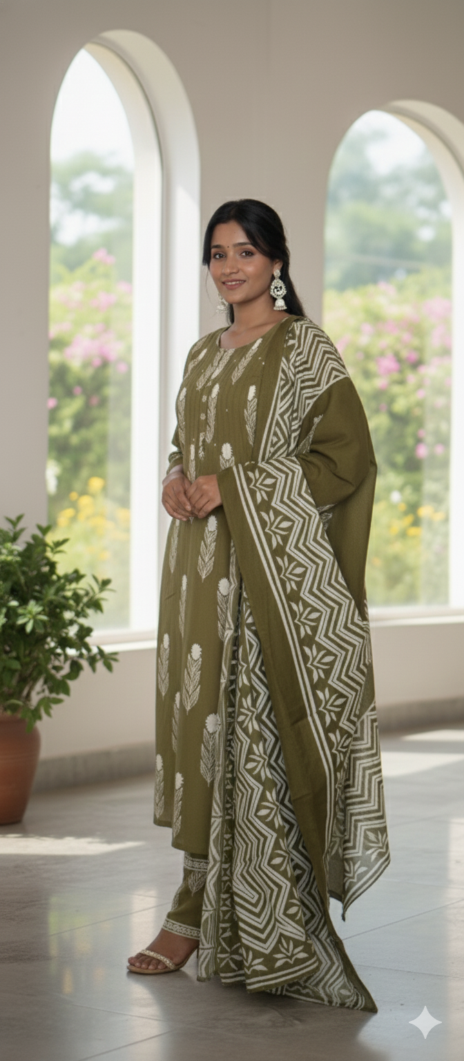 Aashni Rose Petal Cotton Suit Set