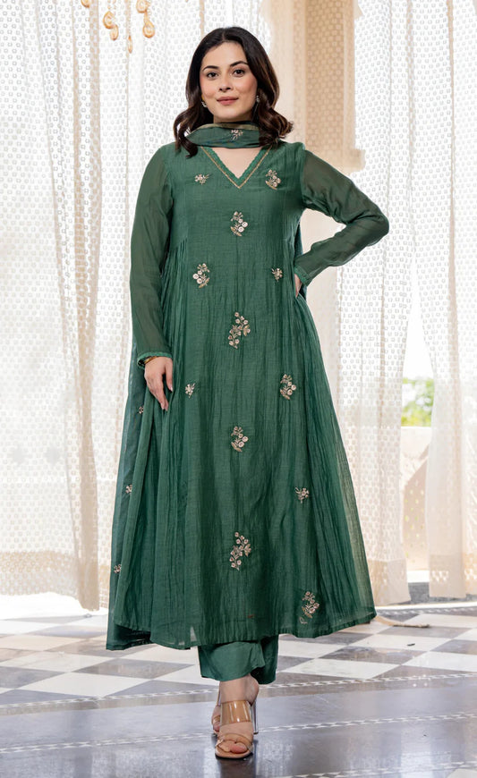 Emerald Viscose Charm Anarkali Suit Set