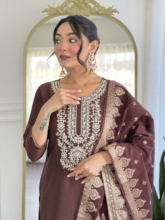 Noor-E-Zari Pure Silk Suit Set