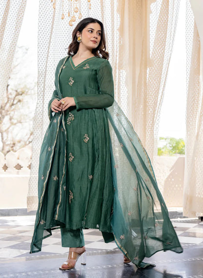 Emerald Viscose Charm Anarkali Suit Set