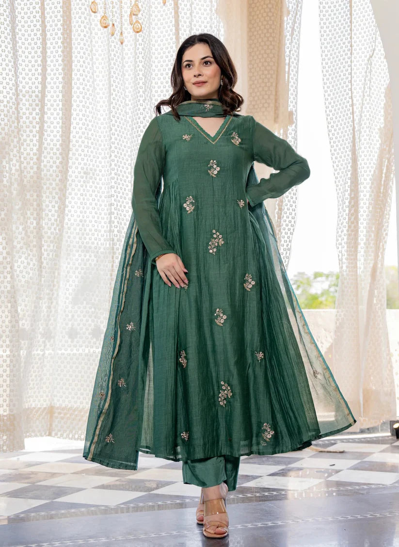 Emerald Viscose Charm Anarkali Suit Set