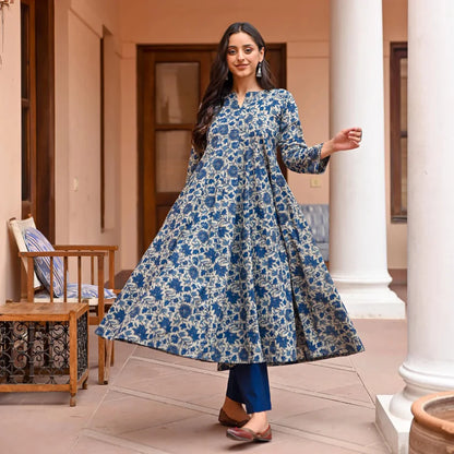 Heritage Floral Pure Viscose Anarkali Set