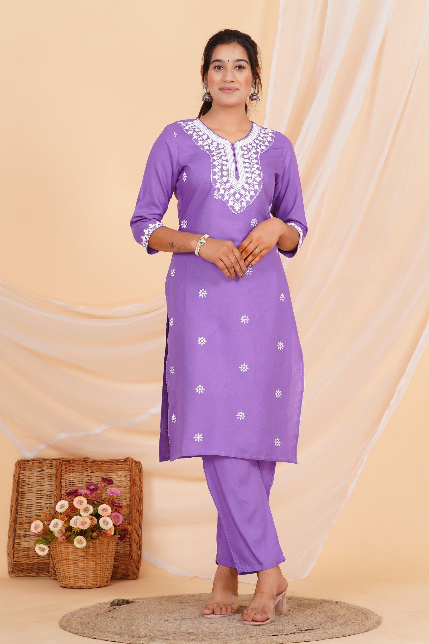 Lavender Charm Viscose Rayon Suit Set