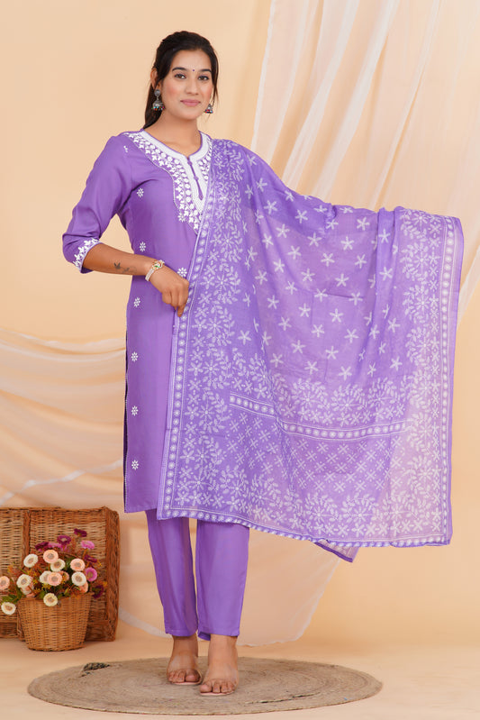Lavender Charm Viscose Rayon Suit Set