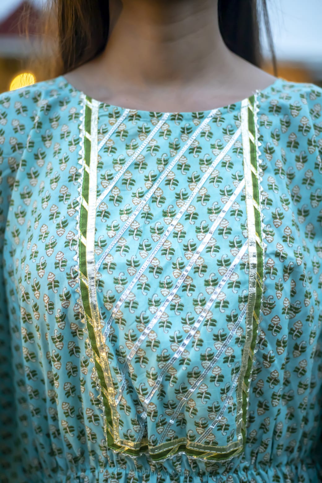 Green Embroiderd Pure Cotton Kaftan