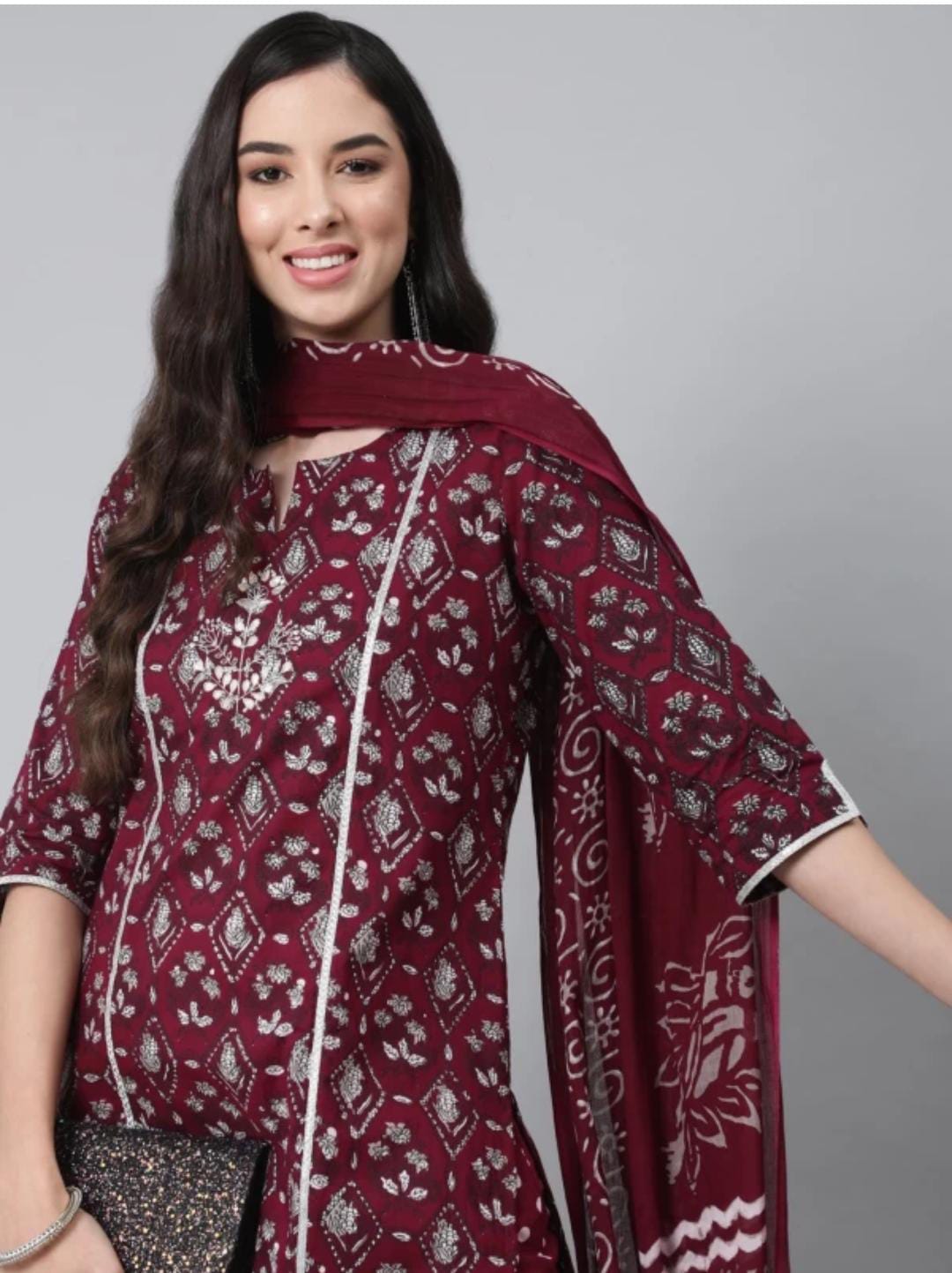 Maroon Hand Embroidered Suit Set