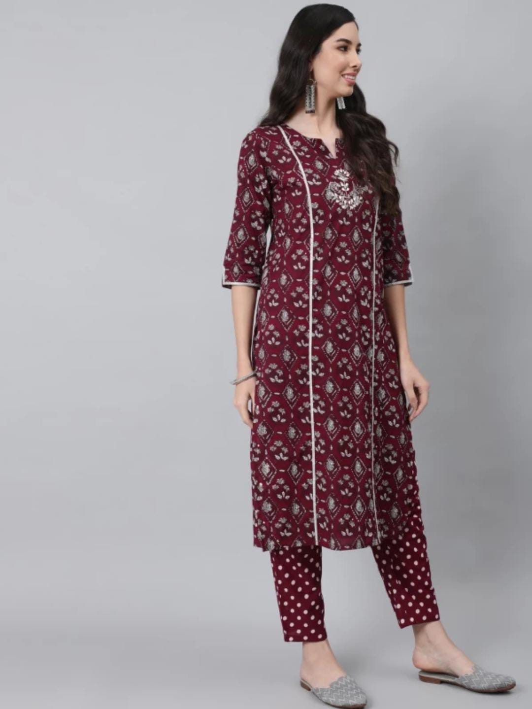 Maroon Hand Embroidered Suit Set