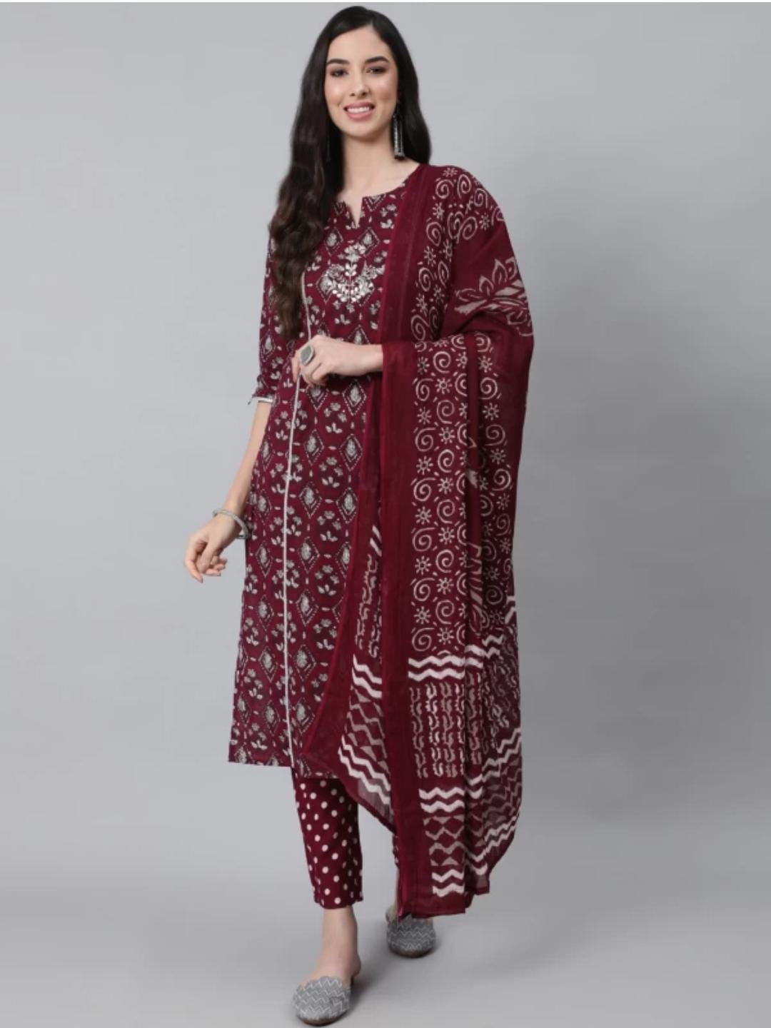 Maroon Hand Embroidered Suit Set