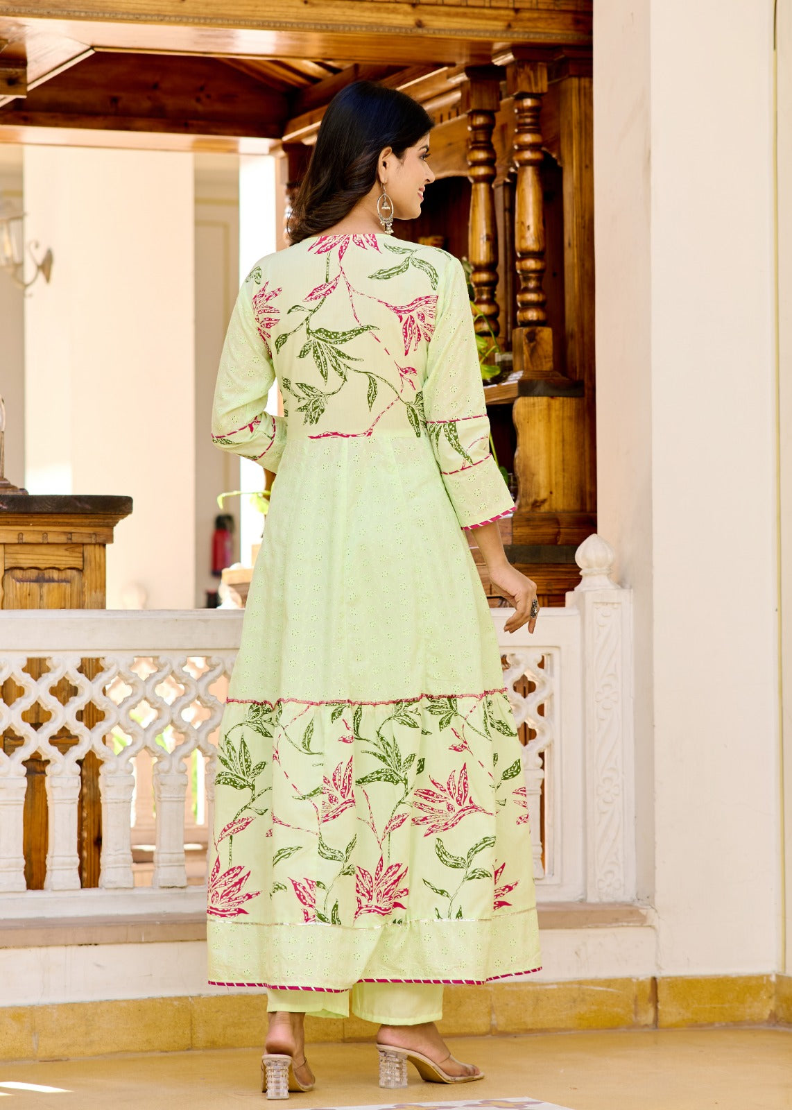 Green Embroidered Anarkali Set