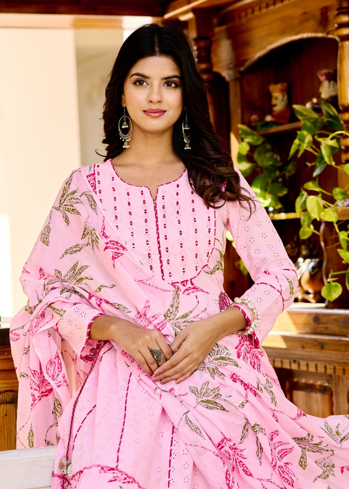 Pink Embroidered Anarkali Set