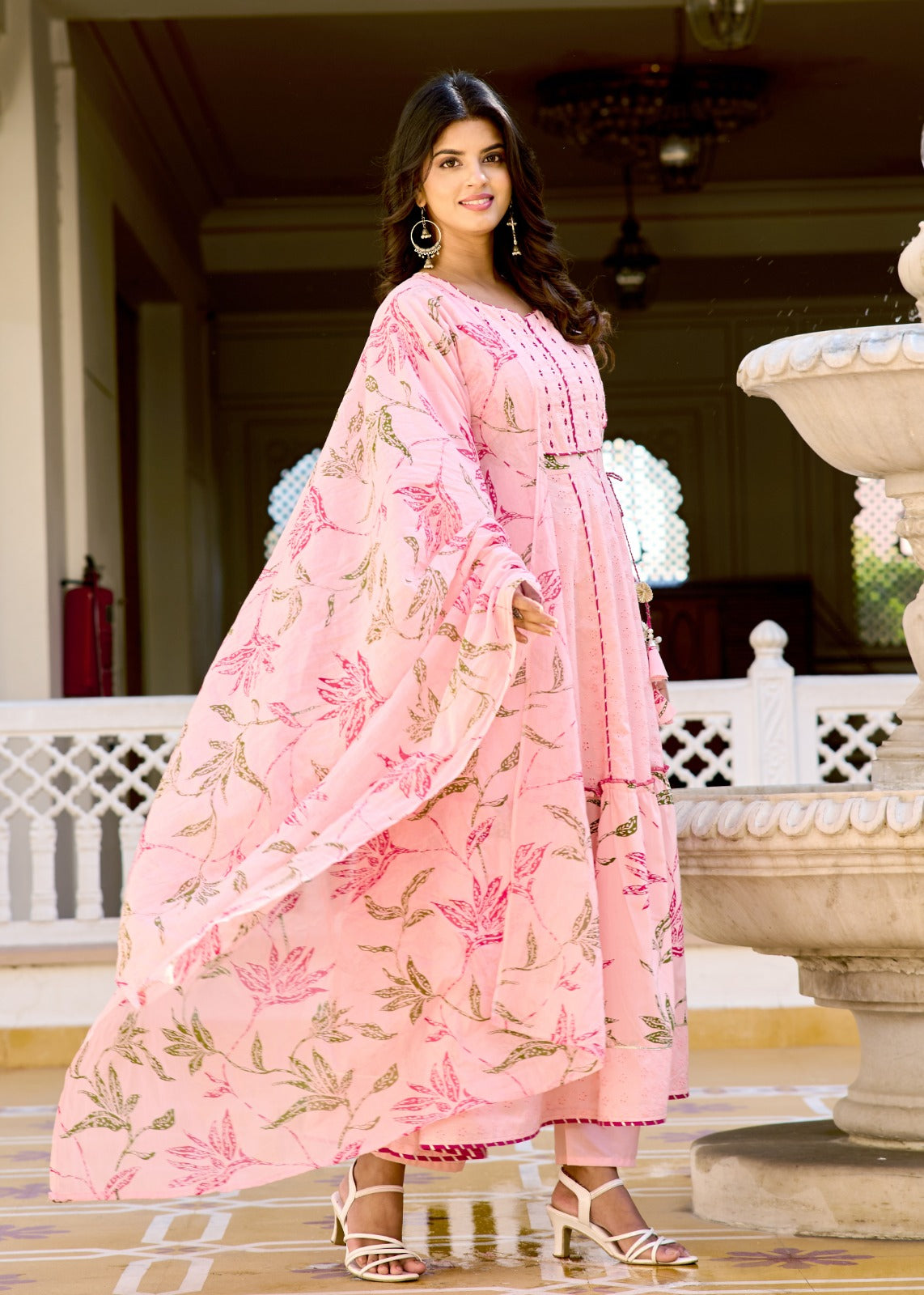 Pink Embroidered Anarkali Set